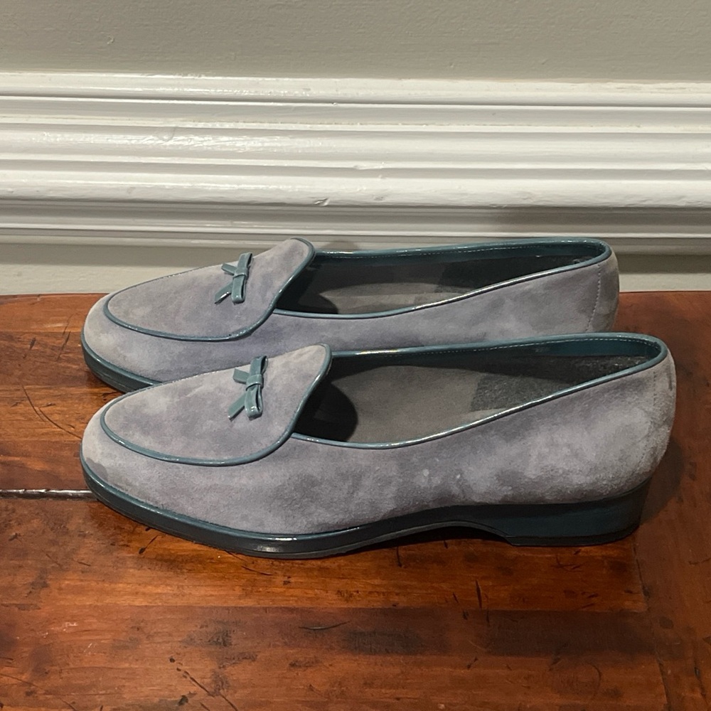 Stuart Weitzman Grey Suede Spanish Loafers